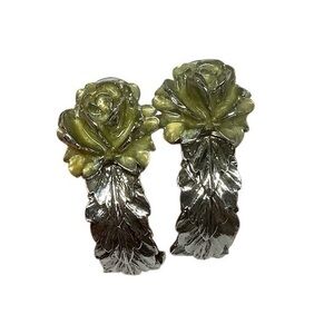 Vintage silver tone Love Janice hoop earrings